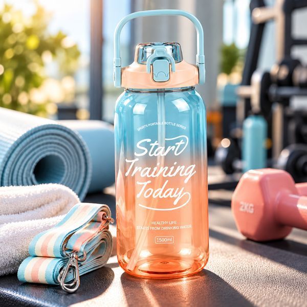 Спортивна пляшка для води START TRAINING (1500 мл) &mdash; Блакитна з ручкою