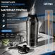 Спортивна пляшка для води NRMEI 1500 мл з тритану, з трубочкою та подвійним способом пиття, герметична, з ручкою, чорна 0-517 фото 3