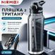 Спортивна пляшка для води NRMEI 1500 мл з тритану, з трубочкою та подвійним способом пиття, герметична, з ручкою, чорна 0-517 фото 6