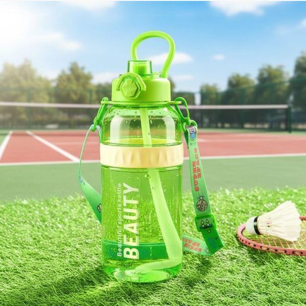 Beauty bottle 1500 ml for active recreation with a straw and a stylish belt Salatova