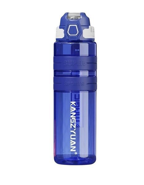 Спортивна пляшка KANGZYUAN 500 мл &mdash; Синя Tritan BPA-free, ударостійка еко-пляшка з трубочкою та ремінцем