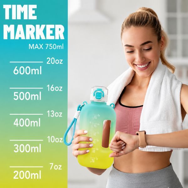 Спортивна пляшка SUMMER (750 мл) &mdash; Еко-пластик BPA-free, Жовто-блакитний градієнт 0-052 фото