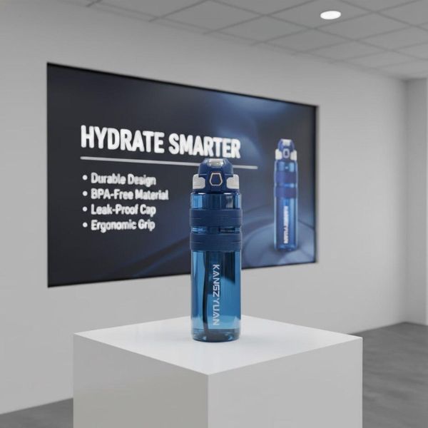 Спортивна пляшка KANGZYUAN 700 мл &mdash; Синя Tritan BPA-free, ударостійка еко-пляшка з трубочкою та ремінцем