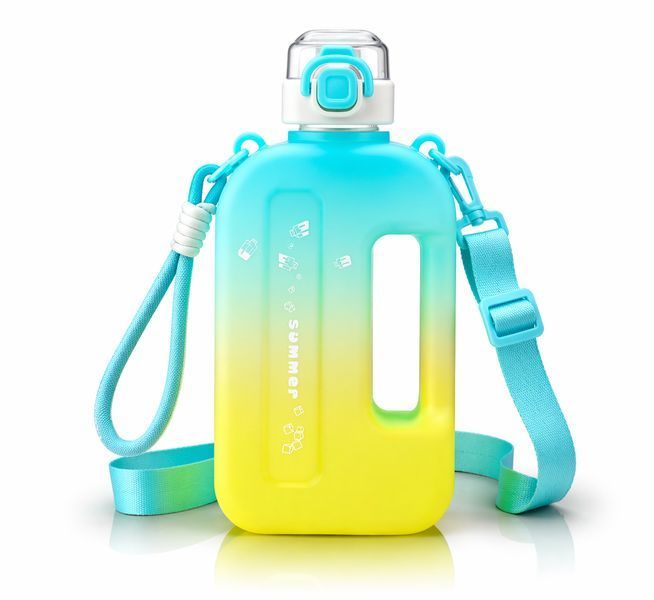 Спортивна пляшка SUMMER (750 мл) &mdash; Еко-пластик BPA-free, Жовто-блакитний градієнт 0-052 фото