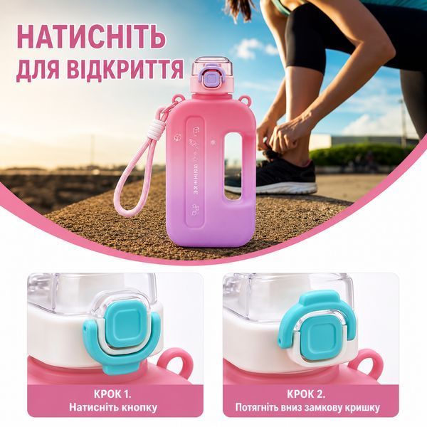 Спортивна пляшка SUMMER (750 мл) &mdash; Еко-пластик BPA-free, Рожевий градієнт