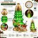 New Year's candlestick-lantern "Santa's Fairytale Train", 28x16 cm (Green glass, LED backlight)