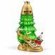 New Year's candlestick-lantern "Santa's Fairytale Train", 28x16 cm (Green glass, LED backlight)