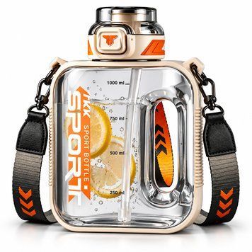 TKK SPORT sports bottle (1600 ml) &mdash; Impact-resistant Tritan, Transparent bottle with strap