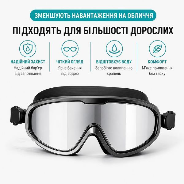 Набір для плавання JUNHAIINS 4 в 1: Професійні окуляри-маска із дзеркальними лінзами HD,подвійним захистом від запотівання 0-490 фото
