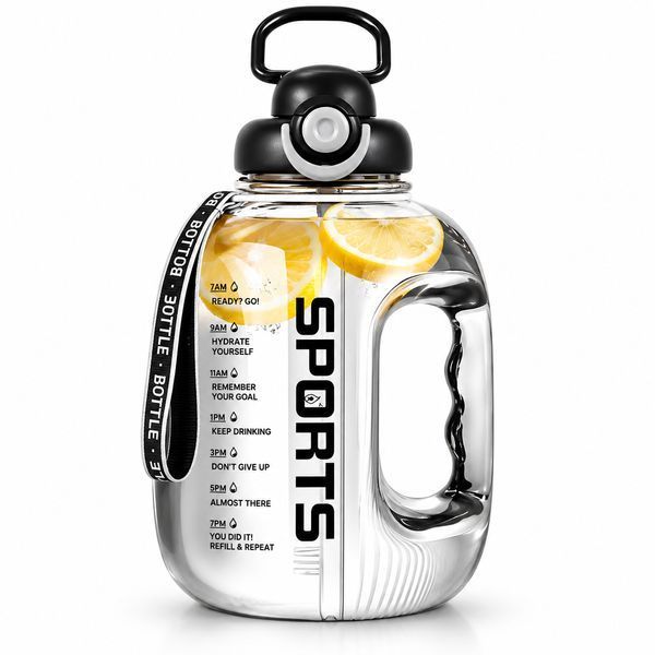 Lightweight SPORTS water bottle made of food-grade plastic 2500 ml black