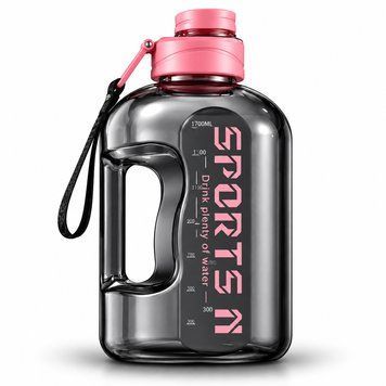 Спортивная бутылка для воды SPORTS 1700 мл - большая многоразовая бутылка, розовый глянец, герметичная крышка и эргономичная ручка 0-064 фото