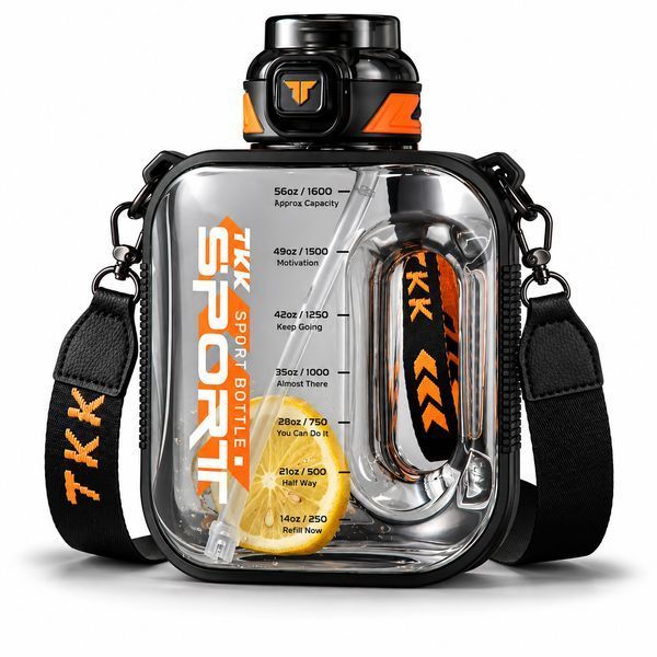 Пляшка TKK 1000 мл &mdash; Чорна Tritan BPA-free, ударостійка, спортивна з герметичною кришкою