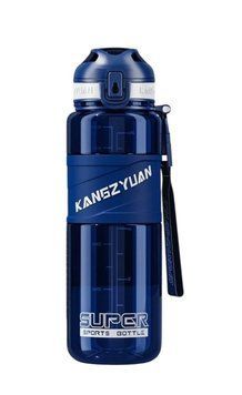 Спортивна пляшка KANGZYUAN 1000 мл (1 л) &mdash; Синя Tritan BPA-free, ударостійка еко-пляшка з трубочкою та ремінцем
