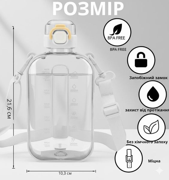 Спортивна пляшка для води SPORT (750 мл) &mdash; BPA-free пластик, бежева