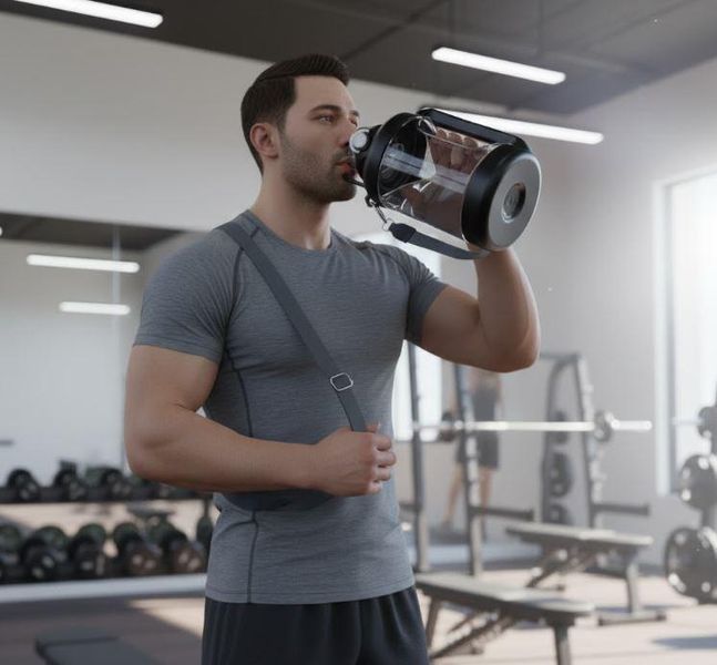 Lightweight Tritan bottle 2200 ml with comfortable handle and wide mouth, black