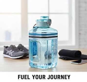 Пляшка для води 2200 мл &mdash; Блакитна BPA-free, з маркерами часу та посиленою ручкою