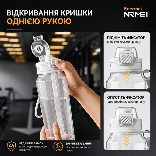 Бутылка для воды 1500 мл (1.5 л) Белая, из Тритана (BPA-free) с ситечком для активного отдыха 0-364 фото