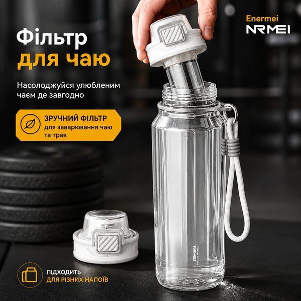 Бутылка для воды 1500 мл (1.5 л) Белая, из Тритана (BPA-free) с ситечком для активного отдыха 0-364 фото
