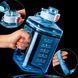 Пляшка для води 2200 мл &mdash; Блакитна BPA-free, з маркерами часу та посиленою ручкою