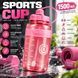 Спортивна пляшка SPORTS CUP (1500 мл) &mdash; Ударостійка, Рожева прозора з прогумованим захватом