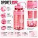 Спортивна пляшка SPORTS CUP (1500 мл) &mdash; Ударостійка, Рожева прозора з прогумованим захватом