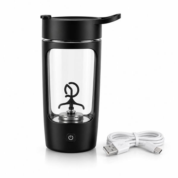 Electric Sports Nutrition Shaker (500 ml) &mdash; Cordless Tritan Mixer (Black)