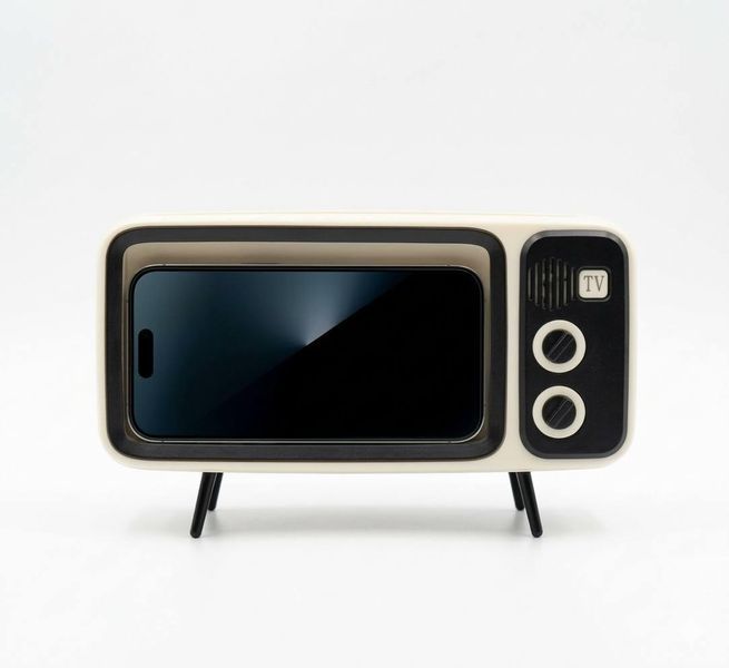 Bluetooth-динамік &laquo;Retro TV&raquo; &mdash; Підставка для телефону з колонкою, Beige (Б/В) 0-007/1 фото