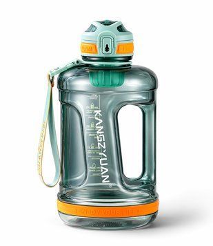 Еко-пляшка KANGZYUAN 1500 мл (1.5 л) &mdash; Зелена Tritan BPA-free, ударостійка, спортивна з ручкою та ремінцем