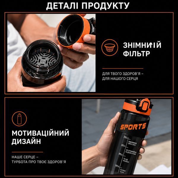Еко-пляшка KANGZYUAN 500 мл &mdash; Чорна Tritan BPA-free, ударостійка, спортивна з ергономічною кришкою 0-179 фото