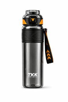 Спортивна пляшка TKK 1000 мл (1 л) &mdash; Чорна Tritan BPA-free, ударостійка еко-пляшка з антиковзким грипом