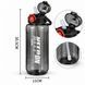 Keepon 2000 ml plastic sports bottle with airtight lid and comfortable handle, wide mouth and straw, Black