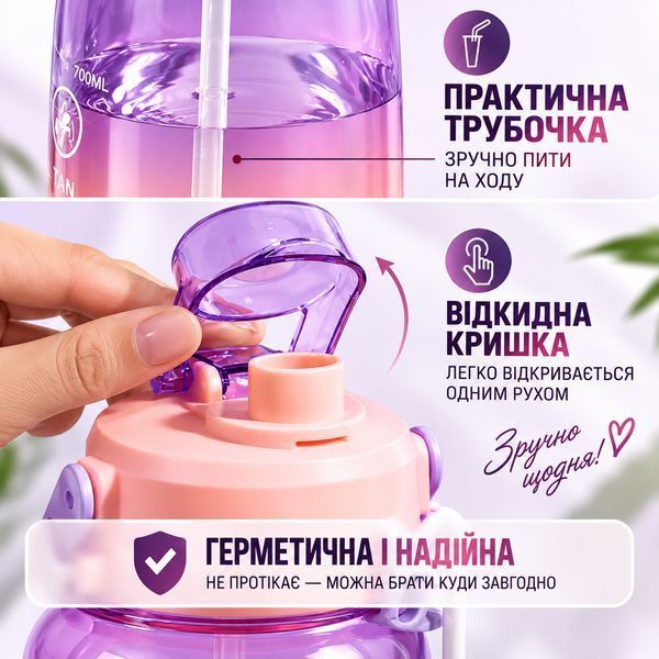 Спортивна пляшка для води START TRAINING (1500 мл) &mdash; Фіолетова з ручкою