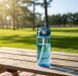 Keepon 2000 ml plastic sports bottle with airtight lid and comfortable handle, wide mouth and straw, Blue