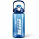 Keepon 2000 ml plastic sports bottle with airtight lid and comfortable handle, wide mouth and straw, Blue